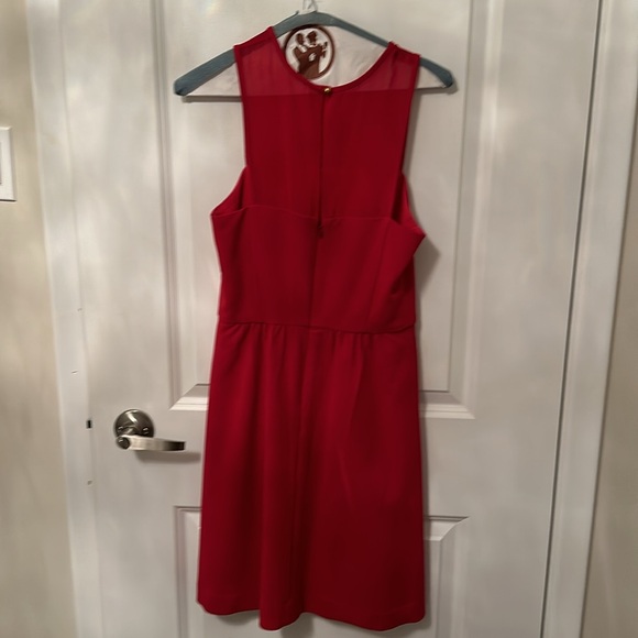 Red sleeveless cocktail dress with gold button - Picture 2 of 4